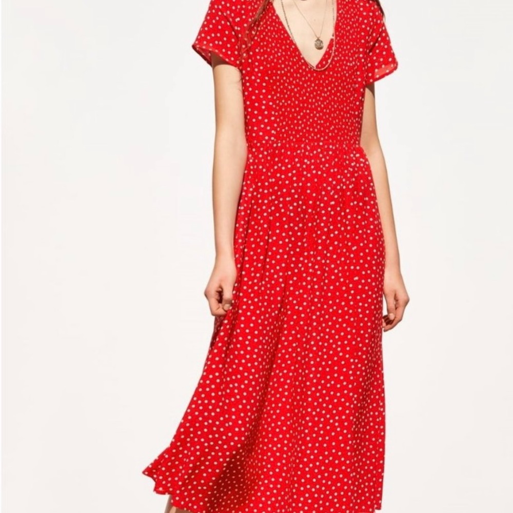 ZARA red polka dot dress. Basically new - I wore it once for Easter.